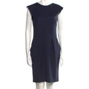 Emporio Armani Midnight Blue Crew Neck Knee-Length Wool Blend Dress- Sz.6/IT42